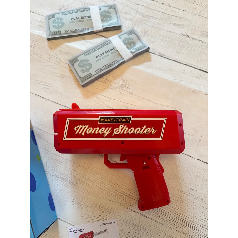 Make It Rain Money Shooter Red Cash Cannon Party Toy Play Money New Open Box Fun - Picture 2 of 4